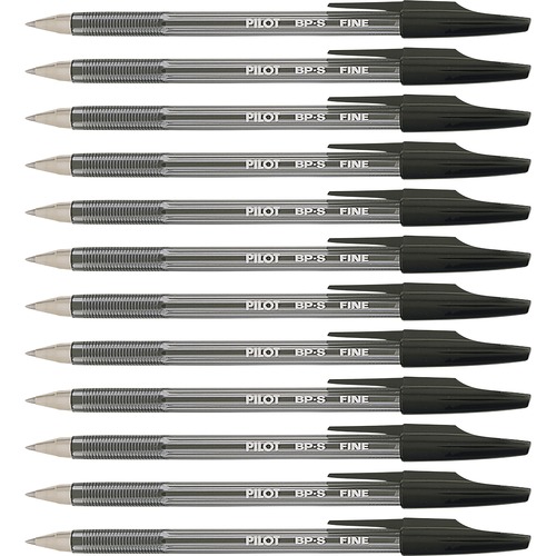 Pilot Better BP-S Ball Stick Pens - Fine Pen Point - 0.7 mm Pen Point Size - Refillable - Black - Crystal, Clear Barrel - Stainless Steel Tip - 1 Dozen