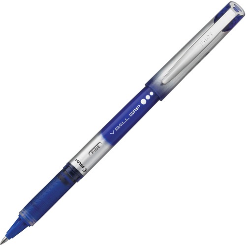 Pilot Vball Grip Liquid Ink Rollerball Pens - Fine Pen Point - 0.7 mm Pen Point Size - Blue - 1 Dozen