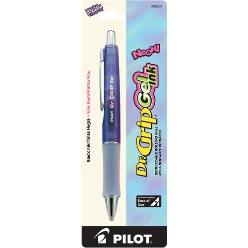 Pilot Dr. Grip Retractable Gel Rollerball Pens - 0.7 mm Pen Point - Refillable - Retractable - Black Ink - Gel-based - Ultraviolet Barrel - 1 Each