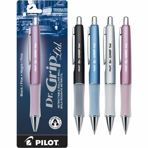 Pilot Dr. Grip Retractable Gel Rollerball Pens - Fine Pen Point - 0.7 mm Pen Point Size - Refillable - Retractable - Black Gel-based Ink - Assorted Barrel - 1 Each