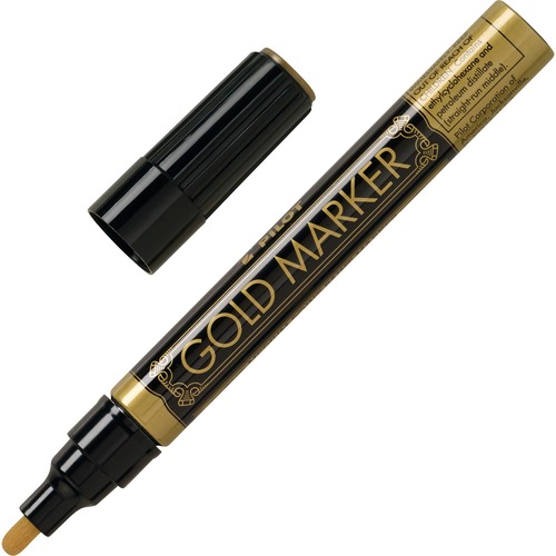 Pilot Creative Permanent Markers - Medium Marker Point - 1 mm Marker Point Size - Gold - Gold Barrel - 1 Each