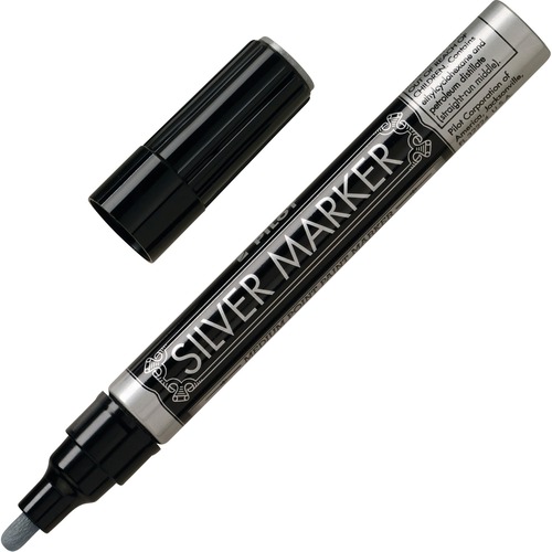Pilot Creative Permanent Markers - 1 mm Medium Marker Point - Silver Ink - Silver Barrel - 1 Each