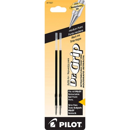 Pilot Dr. Grip Retractable Pen Refills - 1 mm, Medium Point - Black Ink - 2 / Pack