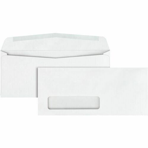 Quality Park No. 10 Single Window Business Envelopes with Embossed Ridges - Single Window - #10 - 4 1/8" Width x 9 1/2" Length - 24 lb - Gummed - Poly - 500 / Box - White