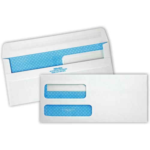 Quality Park No. 9 Double Window Security Tint Envelopes with Redi-Seal® Self-Seal - Double Window - #9 - 3 7/8" Width x 8 7/8" Length - 24 lb - Self-sealing - Wove - 500 / Box - White