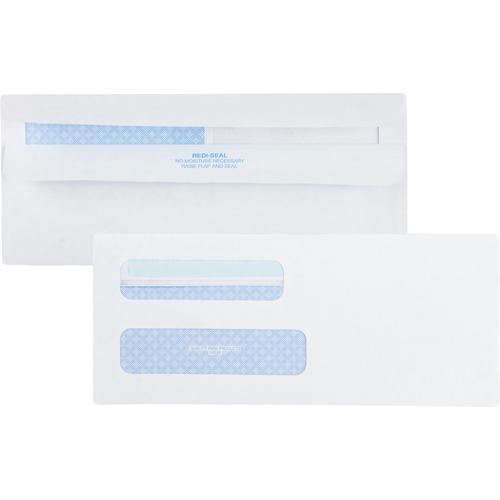 Quality Park No. 8-5/8 Double Window Security Tint Envelopes with Redi-Seal® Self-Seal - Double Window - #8 5/8 - 3 5/8" Width x 8 5/8" Length - 24 lb - Self-sealing - Wove - 500 / Box - White