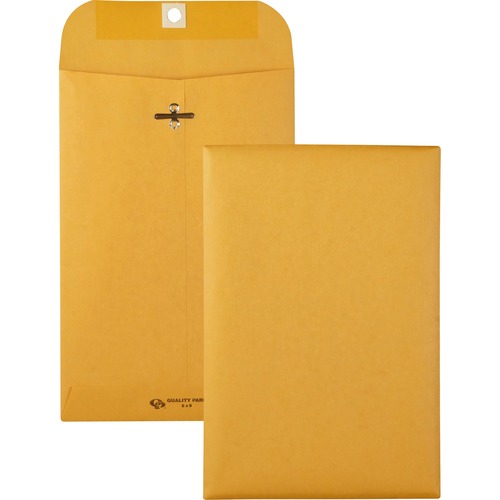 Quality Park 6 x 9 Clasp Envelopes with Deeply Gummed Flaps - Clasp - #55 - 6" Width x 9" Length - 28 lb - Gummed - Kraft - 100 / Box - Kraft