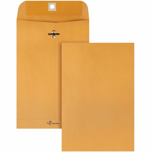 Quality Park 6 x 9 Park Ridge Clasp Envelopes with Deeply Gummed Flaps - Clasp - #55 - 6" Width x 9" Length - 24 lb - Gummed - Kraft - 100 / Box - Kraft