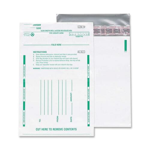 Quality Park Night Deposit Bags - 10" Width x 13" Length - White - Polyethylene - 100/Pack - Deposit