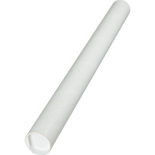 Quality Park White Kraft Fiberboard Mailing Tubes - 18" Length x 2" Diameter - Removable End Caps - White - Fiberboard, Kraft - 25 / Carton
