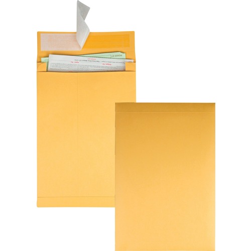 Kraft Redi-Strip Expansion Envelopes - 10" W x 13" L - 2" Gusset - 40 lb - Self-sealing - Kraft - 25 / Pack - Large Format/Catalog Envelopes - QUA93336
