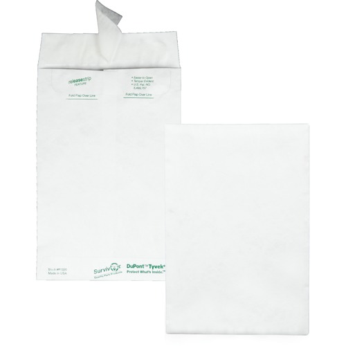 Survivor® 6 x 9 Catalog Mailers with Self-Seal Closure - Catalog - #1 - 6" Width x 9" Length - 14 lb - Peel & Seal - Tyvek - 100 / Box - White