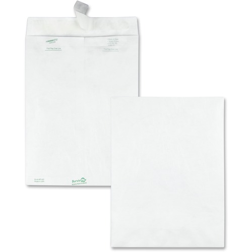 Quality Park Flap-Stik Open-end Envelopes - Catalog - #10 1/2 - 9" Width x 12" Length - 14 lb - Peel & Seal - Tyvek - 100 / Box - White - TYVEK & Tear-Resistant Envelopes - QUAR1460