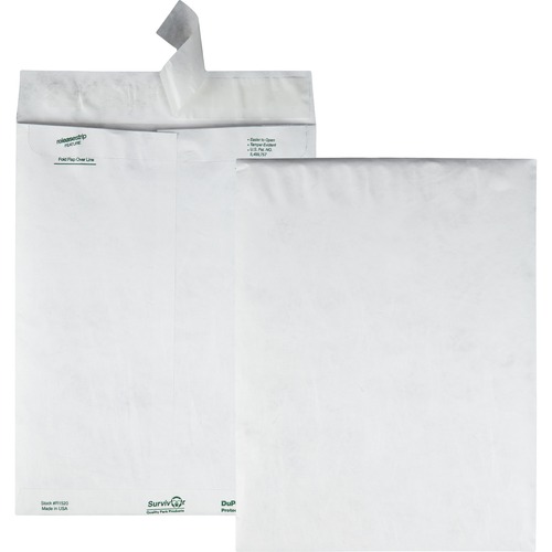 Survivor® 9-1/2 x 12 1/2 DuPont Tyvek Catalog Mailers with Self-Seal Closure - Catalog - #12 1/2 - 9 1/2" Width x 12 1/2" Length - 14 lb - Peel & Seal - Tyvek - 100 / Box - White