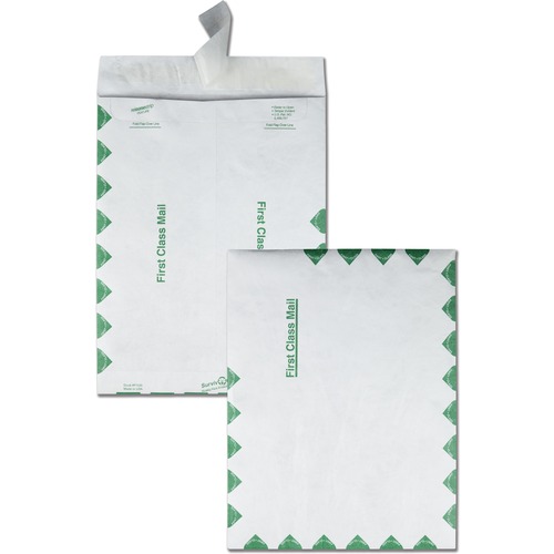 Survivor® 9-1/2 x 12-1/2 First Class Border Catalog Mailers with Redi-Strip Closure - First Class Mail - #12 1/2 - 9 1/2" Width x 12 1/2" Length - 14 lb - Peel & Seal - Tyvek - 100 / Box - White