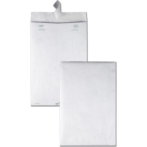 Quality Park Flap-Stik Open-end Envelopes - Catalog - 10" Width x 15" Length - 14 lb - Peel & Seal - Tyvek - 100 / Box - White