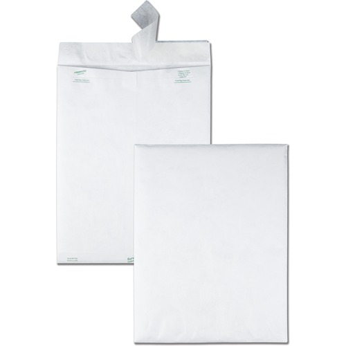 Quality Park Flap-Stik Open-end Envelopes - Catalog - #15 1/2 - 12" Width x 15 1/2" Length - 14 lb - Peel & Seal - Tyvek - 100 / Box - White - TYVEK & Tear-Resistant Envelopes - QUAR1790