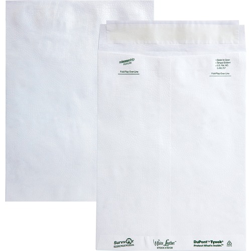 Quality Park White Leather Tyvek Plain Envelopes - Catalog - 9" Width x 12" Length - 14 lb - Self-sealing - White - Tyvek - 100 / Box