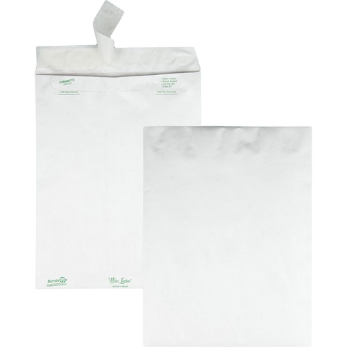 Quality Park White Leather Tyvek Plain Envelopes - Catalog - 10" Width x 13" Length - 14 lb - Self-sealing - White - Tyvek - 100 / Box