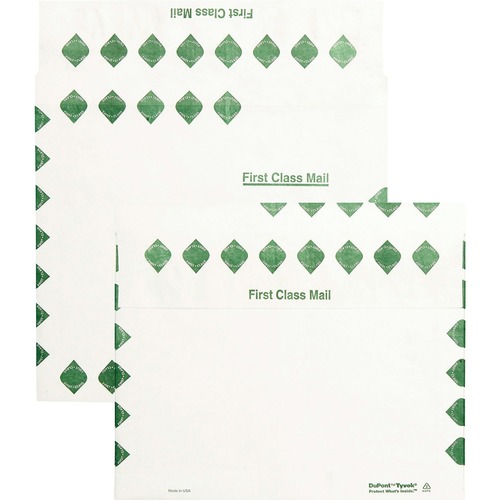 Survivor® 10 x 13 x 2 DuPont Tyvek Expansion First Class Border Mailers - First Class Mail - 10" Width x 13" Length - 2" Gusset - 18 lb - Peel & Seal - Tyvek - 100 / Carton - White
