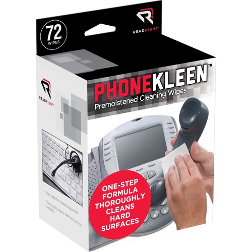 Read Right PhoneKleen Antibacterial Wipes - For Telephone - Pre-moistened - 72 / Box - Phone Cleaners - REARR1303