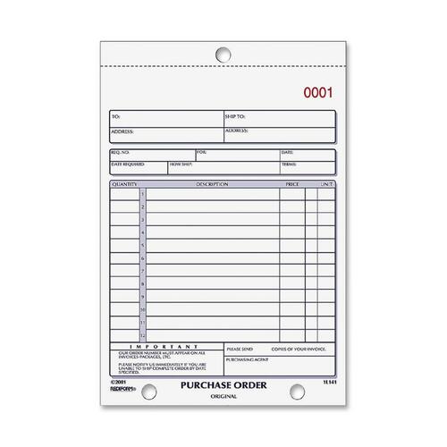 Rediform 2-part Carbonless Purchase Order Book - 50 Sheet(s) - 2 PartCarbonless Copy - 5.50" x 7.87" Sheet Size - Assorted Sheet(s) - Blue Print Color - 1 Each