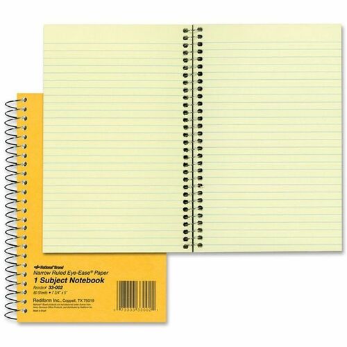 Rediform Brown Board 1-Subject Notebooks - 80 Sheets - Coilock - Red Margin - 16 lb Basis Weight - 5" x 7 3/4" - Green Paper - BrownBoard Cover - Micro Perforated, Subject, Punched - 1 Each