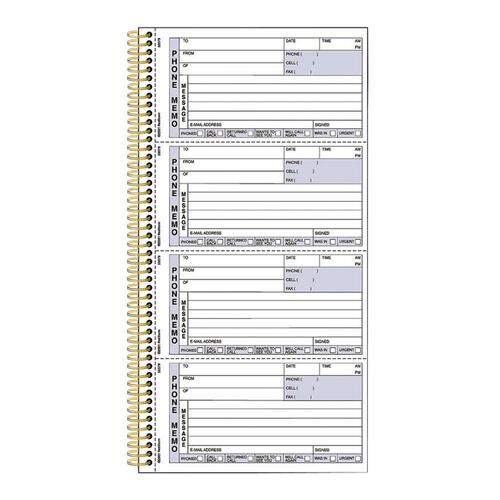 Rediform Gold Standard Telephone Message Book - 600 Sheet(s) - Spiral Bound - 2 PartCarbonless Copy - 2.75" x 5.66" Form Size - 5.66" x 11" Sheet Size - Blue Cover - 1 Each
