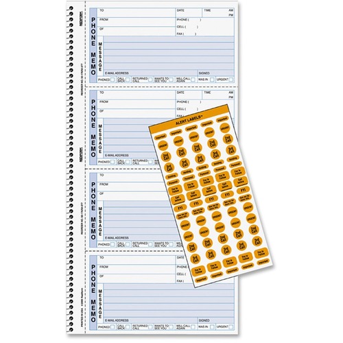 Rediform Professional Line Phone Message Books - 100 Sheet(s) - Wire Bound - 2 Part - Carbonless Copy - 5.75" x 11" Sheet Size - White - White Sheet(s) - Blue Print Color - 1 Each