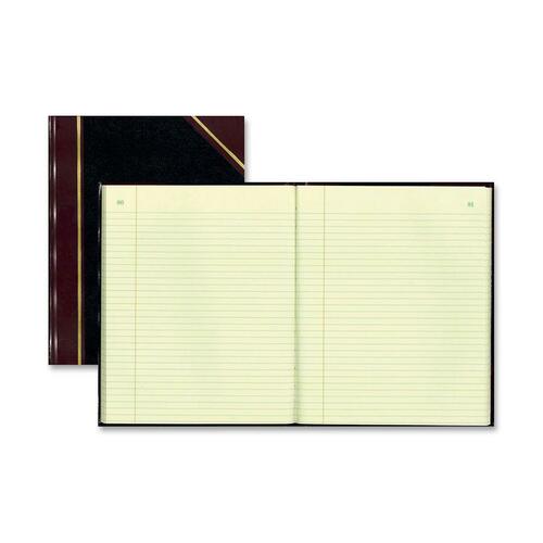Rediform Black Texhide Cover Record Books - 150 Sheet(s) - Thread Sewn - 8.37" x 10.37" Sheet Size - Black - Green Sheet(s) - Brown, Green Print Color - Black Cover - Recycled - 1 Each