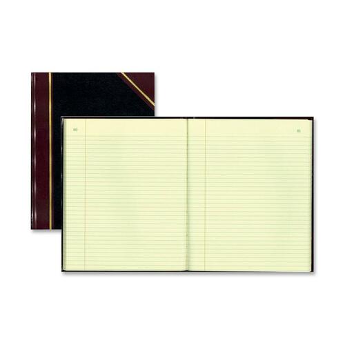 Rediform Black Texhide Cover Record Books - 300 Sheet(s) - Thread Sewn - 8.37" x 10.37" Sheet Size - Black - Green Sheet(s) - Brown, Green Print Color - Black Cover - Recycled - 1 Each