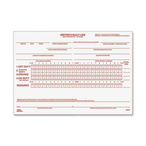 Rediform Driver's Daily Log Book - 31 Sheet(s) - Stapled - 2 Part - Carbon Copy - 7.87" x 5.50" Sheet Size - White - White Sheet(s) - Recycled - 1 Each
