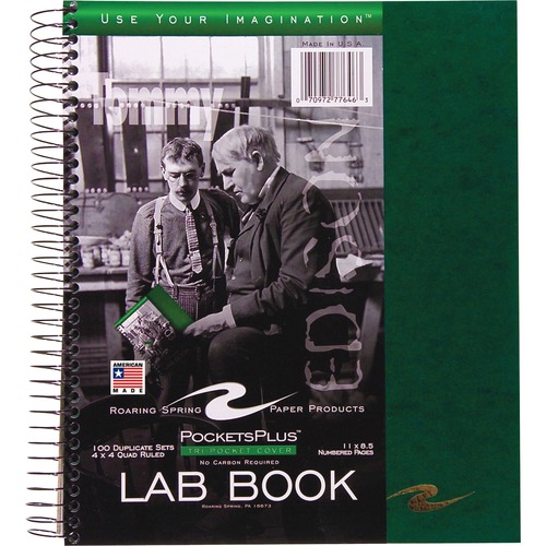 Picture of Roaring Spring 4x4 Graph Ruled Spiral Lab Notebook with Numbered Carbonless Sets