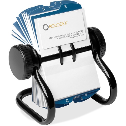 Rolodex Rotary A-Z Index Business Card Files - 400 Card Capacity - For 2.25" (57.15 mm) x 4" (101.60 mm) Size Card - 24 Index Guide - Black