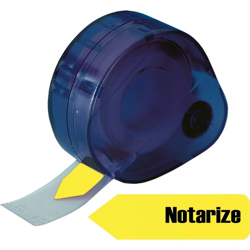 Redi-Tag Removable Notarize Flags - 120 x Silver - 1 7/8" Flag/Note Width x 9/16" Flag/Note Length - Rectangle - Notarize - Yellow - Removable, Self-adhesive - Dispenser Included - 120 / Pack
