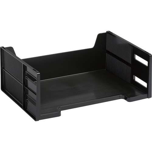 Rubbermaid Stackable Side Loading Letter Tray - 5.1" Height%Desktop - Stackable - Ebony - Polystyrene - 1 Each