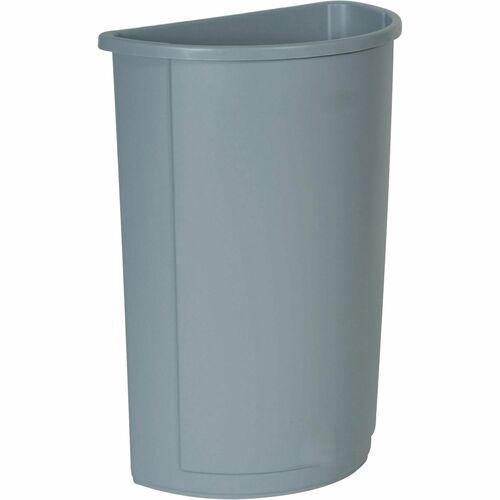 Rubbermaid Commercial Half Round Wastebaskets - 21 gal Capacity - Semicircular - 28.6" Height x 12" Width x 21" Depth - Gray - 1 Each