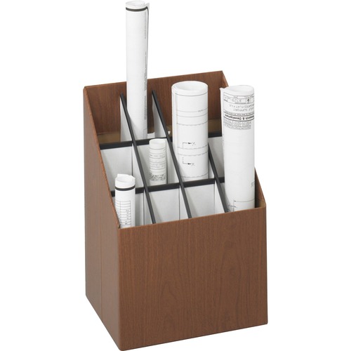 Safco Upright Roll Storage Files - Wood Grain - Plastic, Fiberboard - 1 Each - Roll Files - SAF3079