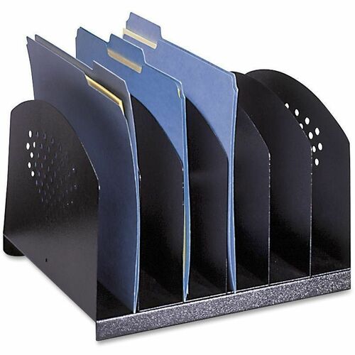 Safco Steel Desk Racks - 6 Compartment(s) - 2" (50.80 mm) - 8" Height x 12.1" Width x 11.1" Depth - Desktop - Black - Steel - 1 Each = SAF3155BL