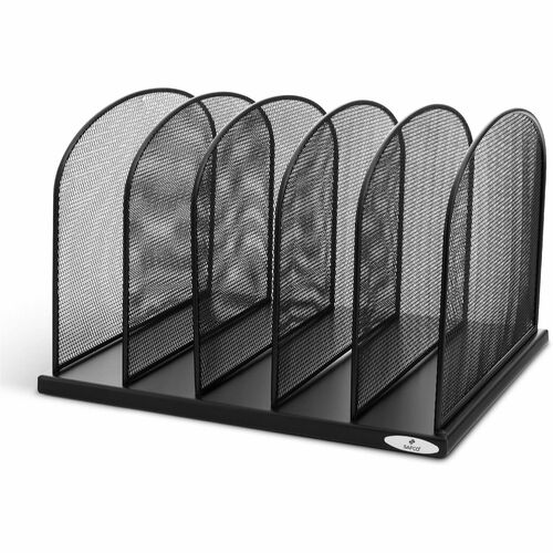 Safco Mesh Desk Organizers - 5 Compartment(s) - 2" (50.80 mm) - 8.3" Height x 12.5" Width x 11.3" Depth - Desktop - Black - Steel - 1 Each = SAF3256BL