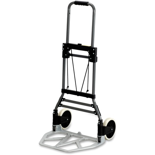 Safco Stow-Away Medium Hand Truck - Telescopic Handle - 275 lb Capacity - 2 Casters - 7" Caster Size - Aluminum - x 19.5" Width x 18" Depth x 39" Height - Aluminum Frame - Silver - 1 Each