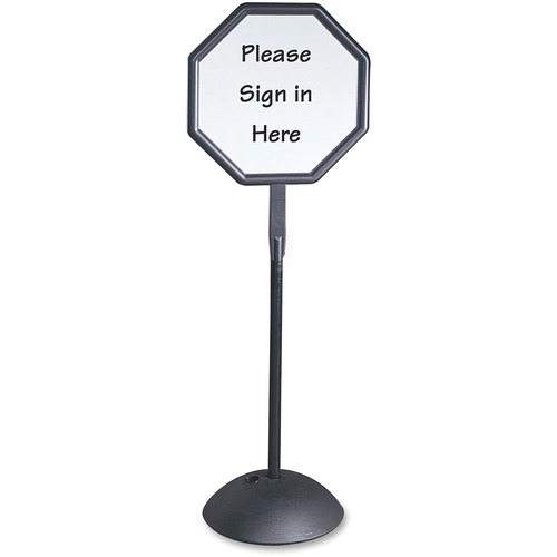 Safco Write Way Dual-sided Directional Sign - 1 Each - 22.5" Width x 65" Height x 18" Depth - Octagonal Shape - Both Sides Display, Magnetic, Durable - Steel - Indoor, Outdoor, Office - Black