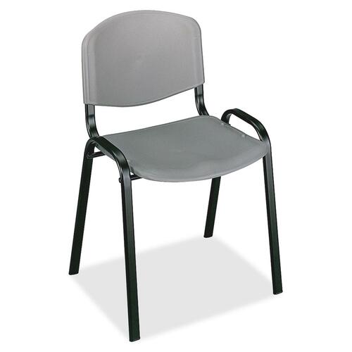 Safco Contour Stack Chairs - Charcoal Seat Color - Polypropylene Seat Material - Polypropylene Back Material - Black Frame Color - Steel Frame Material - Charcoal - 4 / Carton