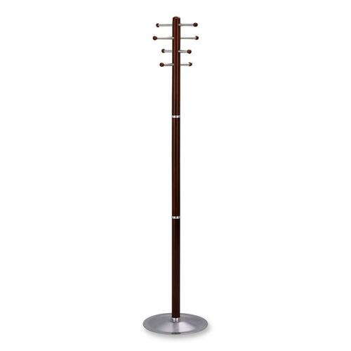 Safco Free Standing 8-Hook Wood Costumers - 8 Large Hook - 36.29 kg Capacity - 0.59" (15 mm) Size - for Garment - Wood, Steel - Cherry - 1 Each