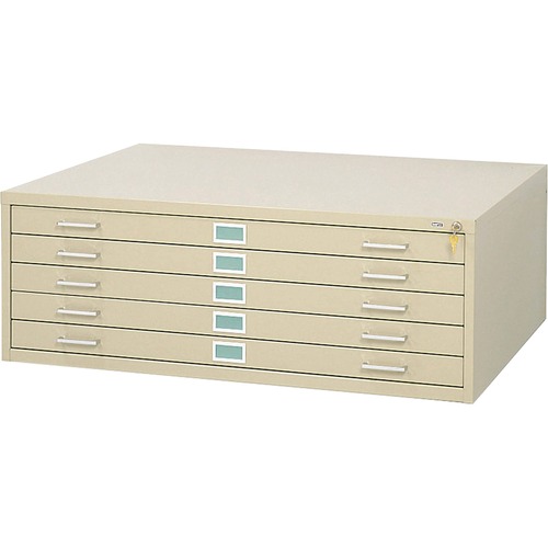 Safco 5-Drawer Steel Flat Files & Base - 40.4" x 16.5" x 29.4" - 5 x Drawer(s) for File - Stackable - Sand - Powder Coated - Steel - Recycled