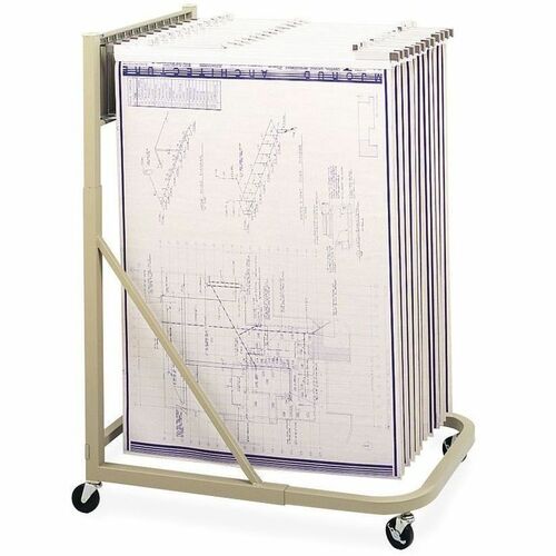 Safco Mobile Cart - 108.86 kg Capacity - Steel - x 27" Width x 37.5" Depth x 61.6" Height - Sand - 1 Each