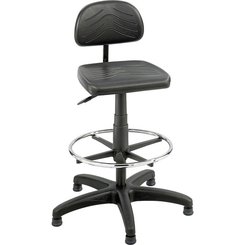 Safco TaskMaster Economy Workbench Chair - Black Seat Color - Polyurethane Seat Material - 5-star Base - Black - 1 Each