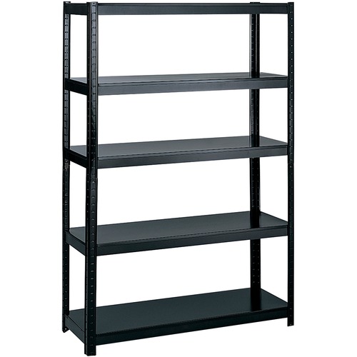 Safco Boltless Steel Shelving - 48" x 18" x 72" - 5 x Shelf(ves) - 453.59 kg Load Capacity - Black - Powder Coated - Steel - Assembly Required