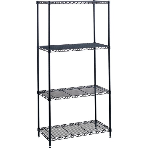 Safco Industrial Wire Shelving - 48" Width x 18" Depth x 72" Height - 4 x Shelf(ves) - 1250 lb Load Capacity - Leveling Glide, Dust Proof, Adjustable Leveler, Adjustable Feet - Black - Powder Coated - Steel - Assembly Required