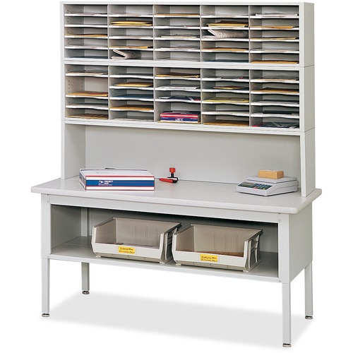Safco E-Z Sort Sorting Table Base - Rectangle Top - Adjustable Height - 28" to 36" Adjustment - 30" Table Top Length x 60" Table Top Width - Assembly Required - Enamel, Gray - Steel - 1 Each